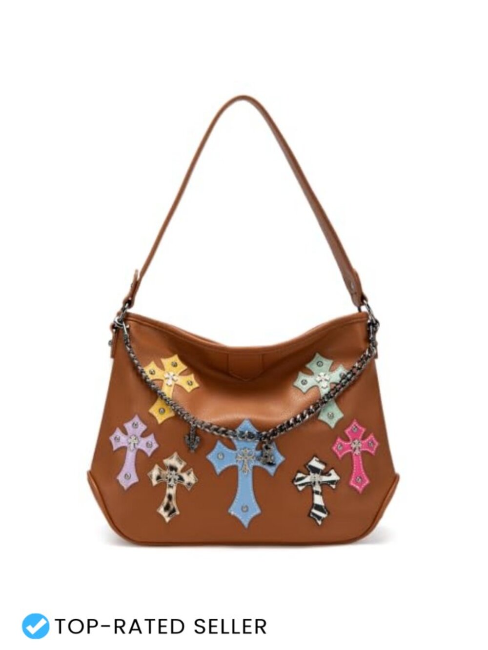 Faux Leather Hobo Shoulder Bag Medium Lightweight Vegan Purse